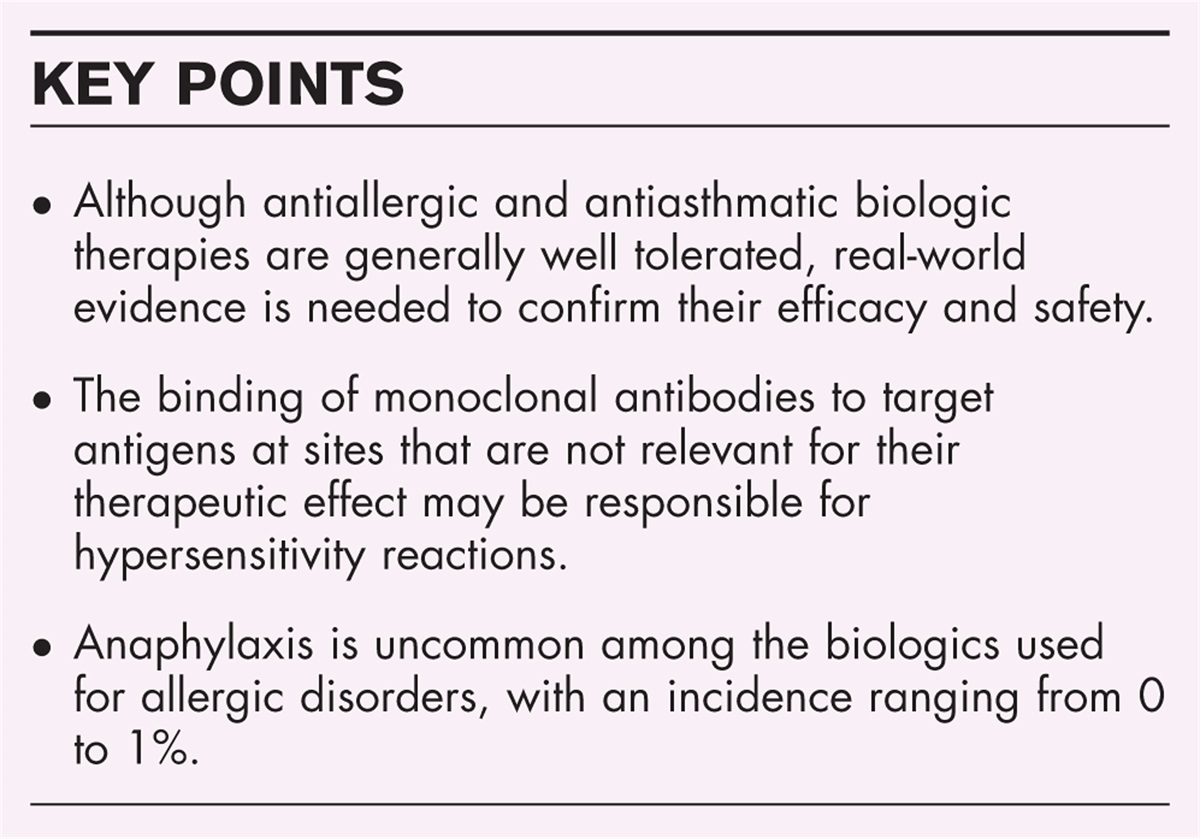 Anaphylaxis due to antiallergic and antiasthmatic biologics
