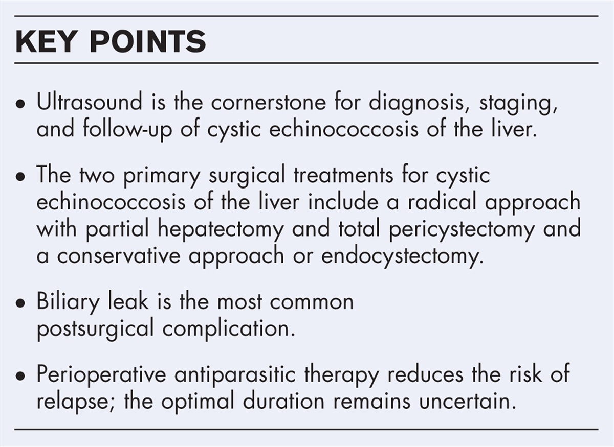 Surgical management of cystic echinococcosis of the liver