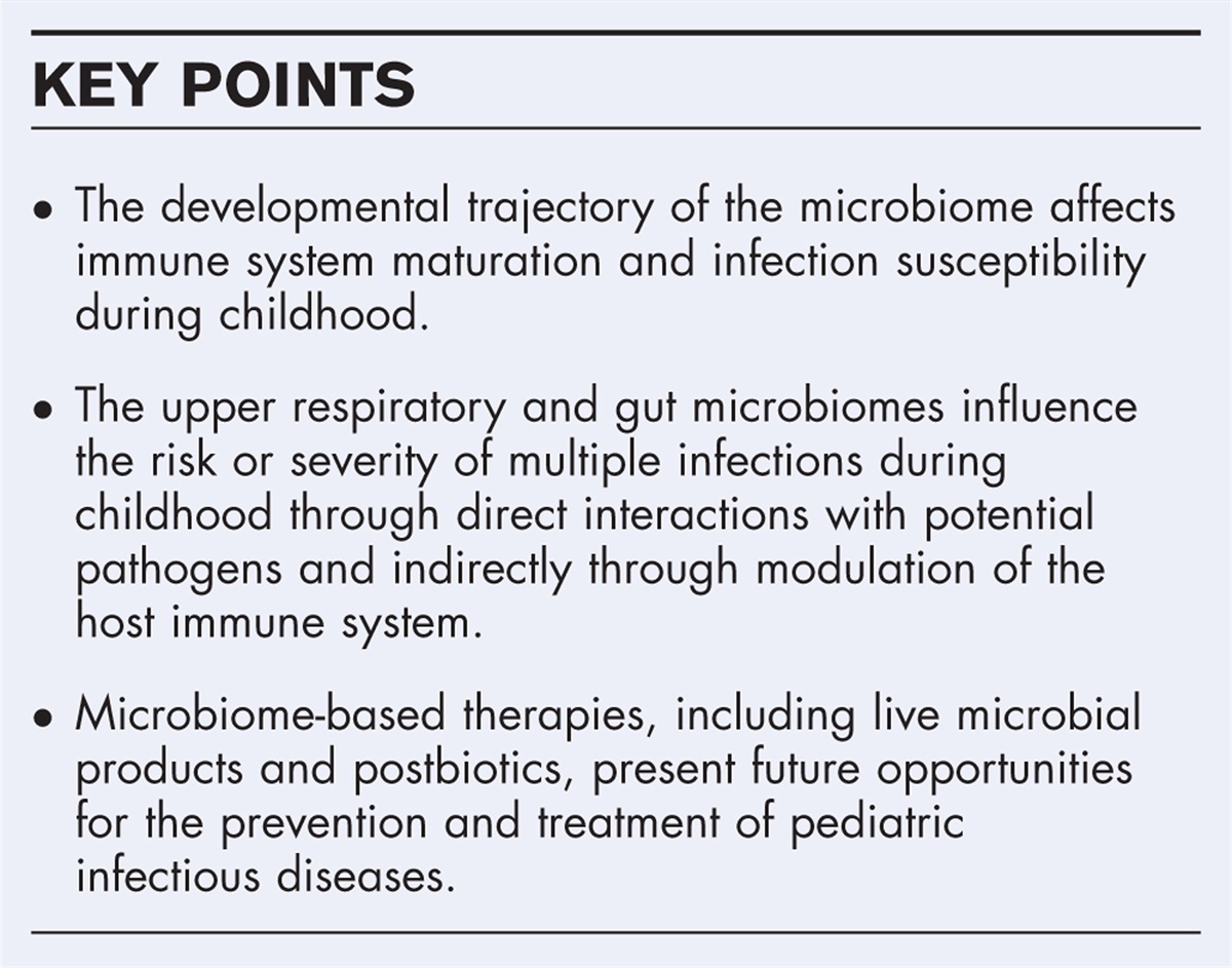 Host microbiome-pathogen interactions in pediatric infections