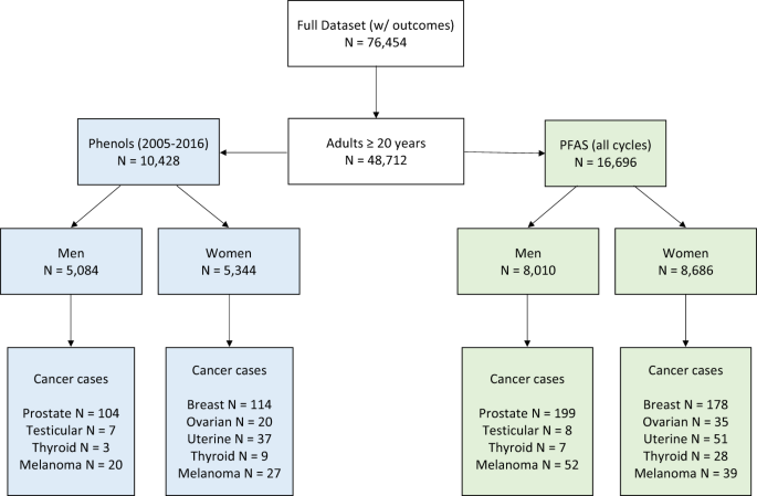 Exploratory profiles of phenols, parabens, and per- and poly-fluoroalkyl substances among NHANES study participants in association with previous cancer diagnoses