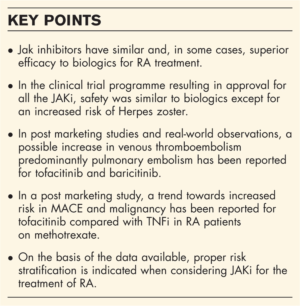 Janus kinase inhibitors: efficacy and safety