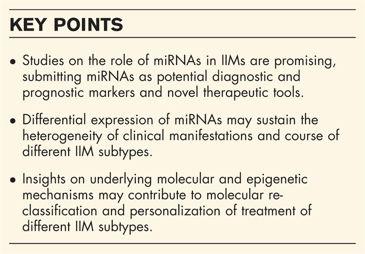 MicroRNAs in idiopathic inflammatory myopathies: state-of-the-art and future perspectives