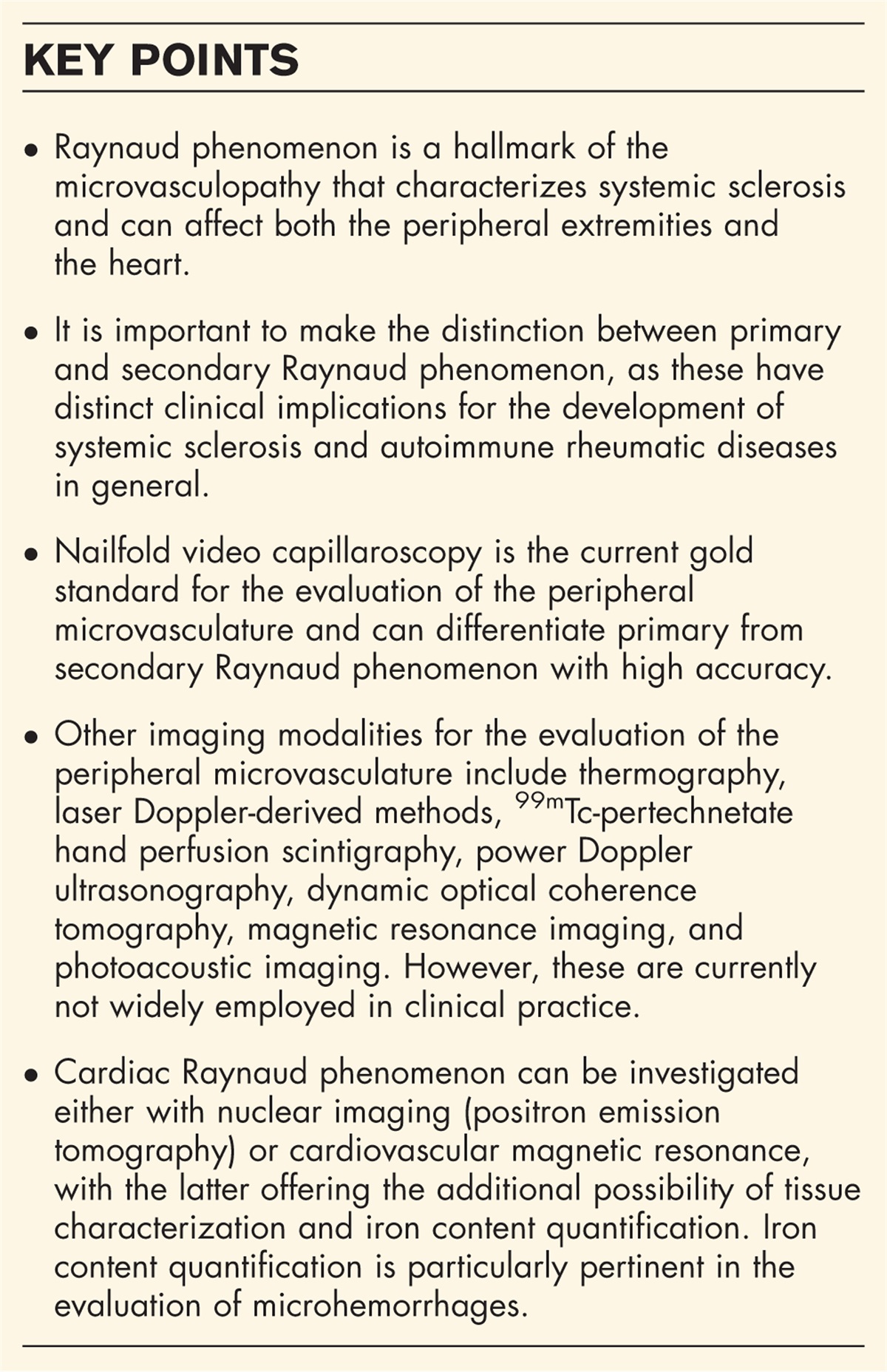 Raynaud phenomenon and microvasculopathy in systemic sclerosis: multi-modality imaging for diagnosis and evaluation