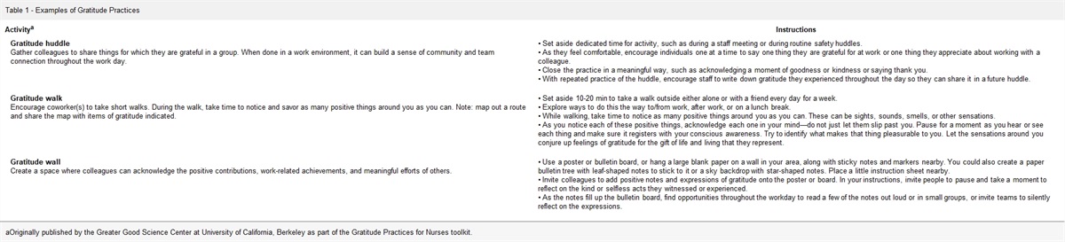 The Gratitude Campaign: A Multihospital Evidence-Based Practice Project