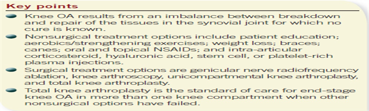 Treatment options for symptomatic knee osteoarthritis in adults