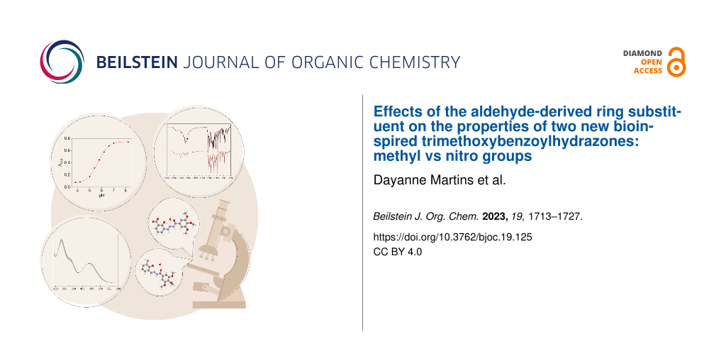 Effects of the aldehyde-derived ring substituent on the properties of two new bioinspired trimethoxybenzoylhydrazones: methyl vs nitro groups