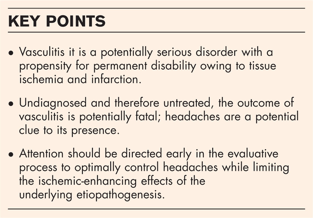 Systemic vasculitis and headache