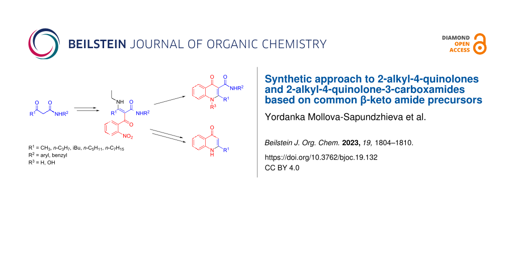 Synthetic approach to 2-alkyl-4-quinolones and 2-alkyl-4-quinolone-3-carboxamides based on common β-keto amide precursors
