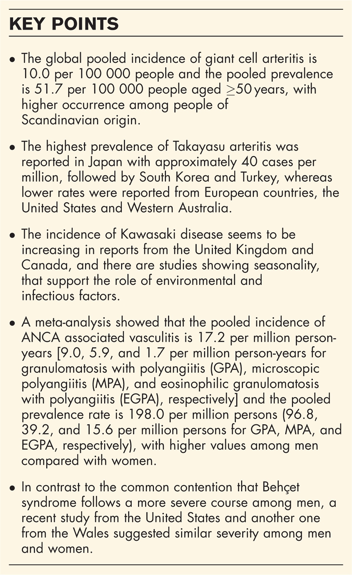 Epidemiology of systemic vasculitis